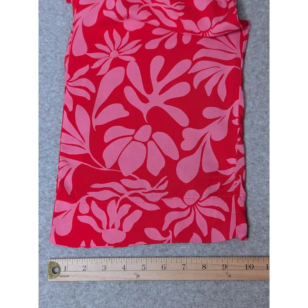 Shade & Shore Wide Leg Swim Cover-Up Pants Small Tropical Floral Beachy Hot Pink